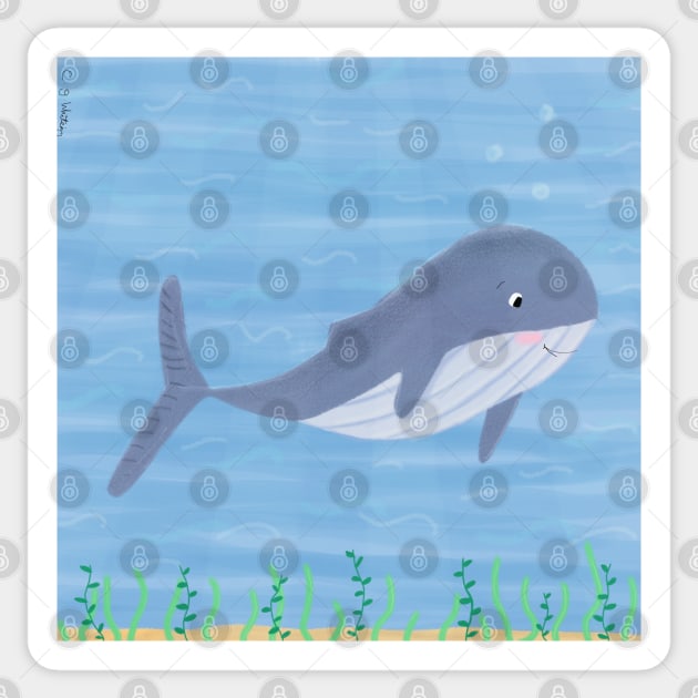 Whale in the ocean Sticker by Charlotsart